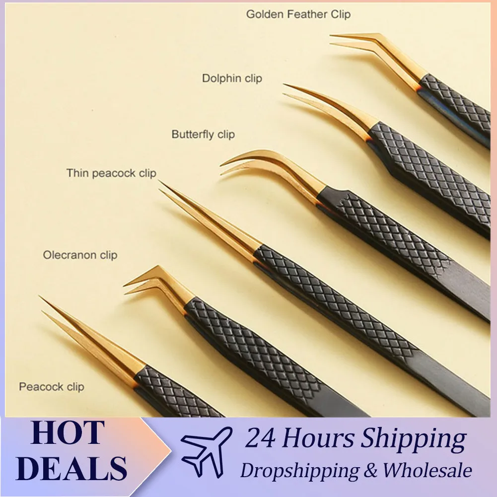 Eyelashes Tweezers Stainless Steel Superhard High Precision Anti-static 1 Pcs For Eyelash Extensions eyelash tweezers