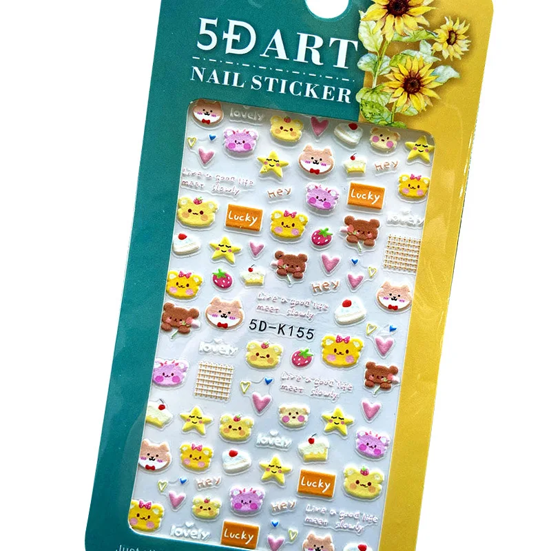 5D Embossed Nail Stickers White Rose Flower Lace Engraved Sliders For Nail Summer Wedding Self Adhesive Decal Decor 5D-K1XX