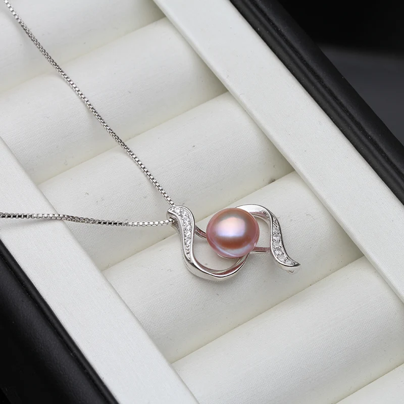 Real Natural White Pearl Pendant For Women Classic 925 Silver Necklace Girl Birthday Small Gift pendant necklace silver necklace silver pendant