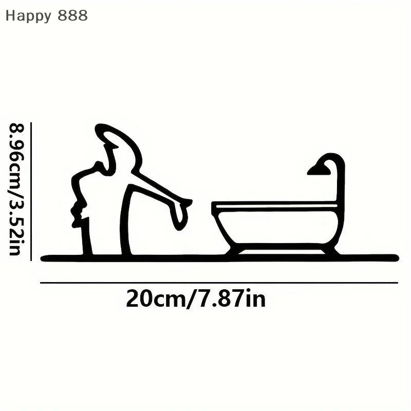 2D Düz Metal Duvar Dekoru – Ev İç Dekorasyonu İçin Yaratıcı Siyah Çerçeveli Banyo Tabelası
