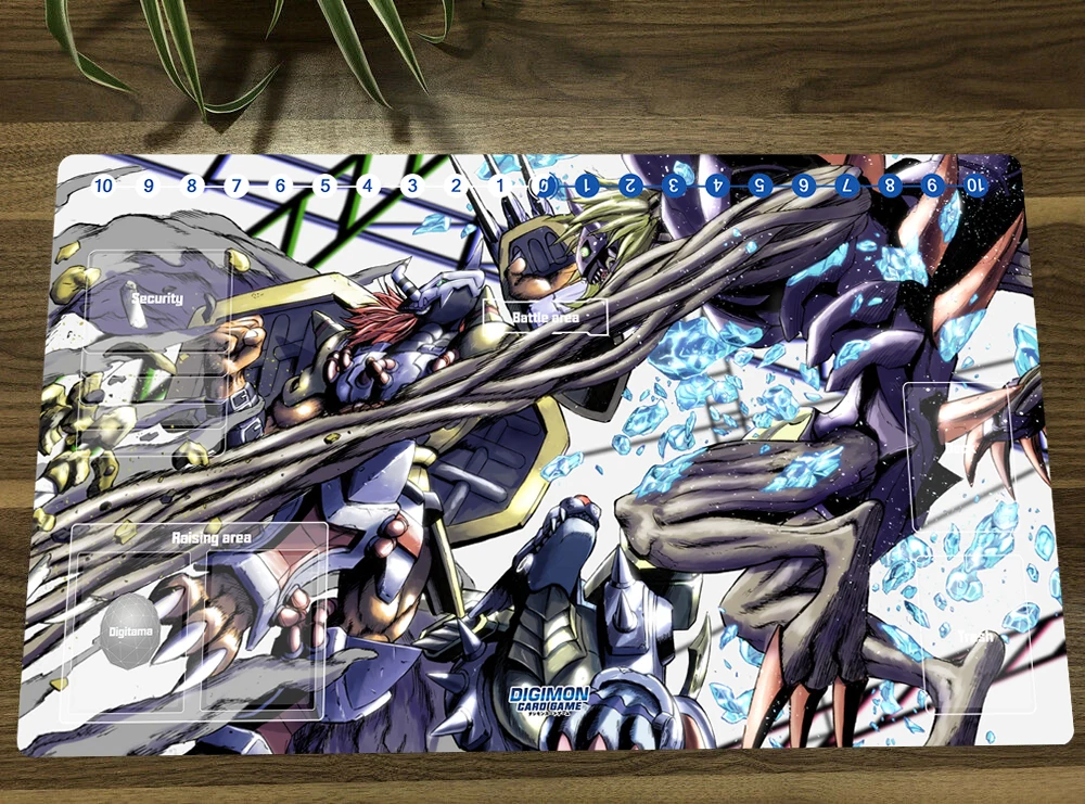 Digimon Duel Playmat Diablomon & Wargreymon Trading Card Game Mat Dtcg Ccg Mat Rubber Mouse Pad Desk Pad Tcg Play Mat & Zones