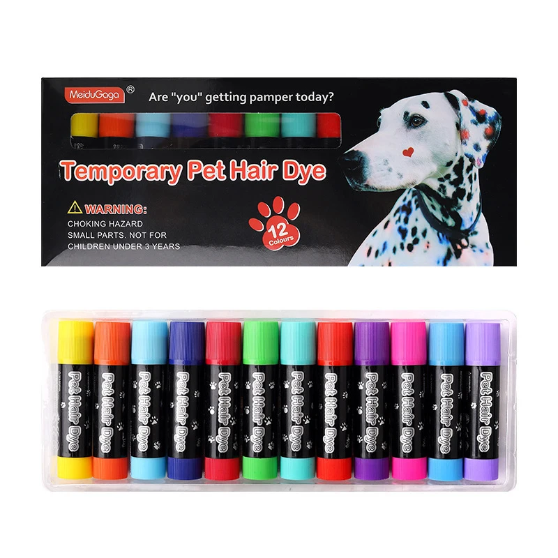 12Colors Pets Temporary Colors Beauty Hair Care Pet Hair Dye Washable Safe Hair Dyeing Pet Grooming Kit Pets Temporary Color 6