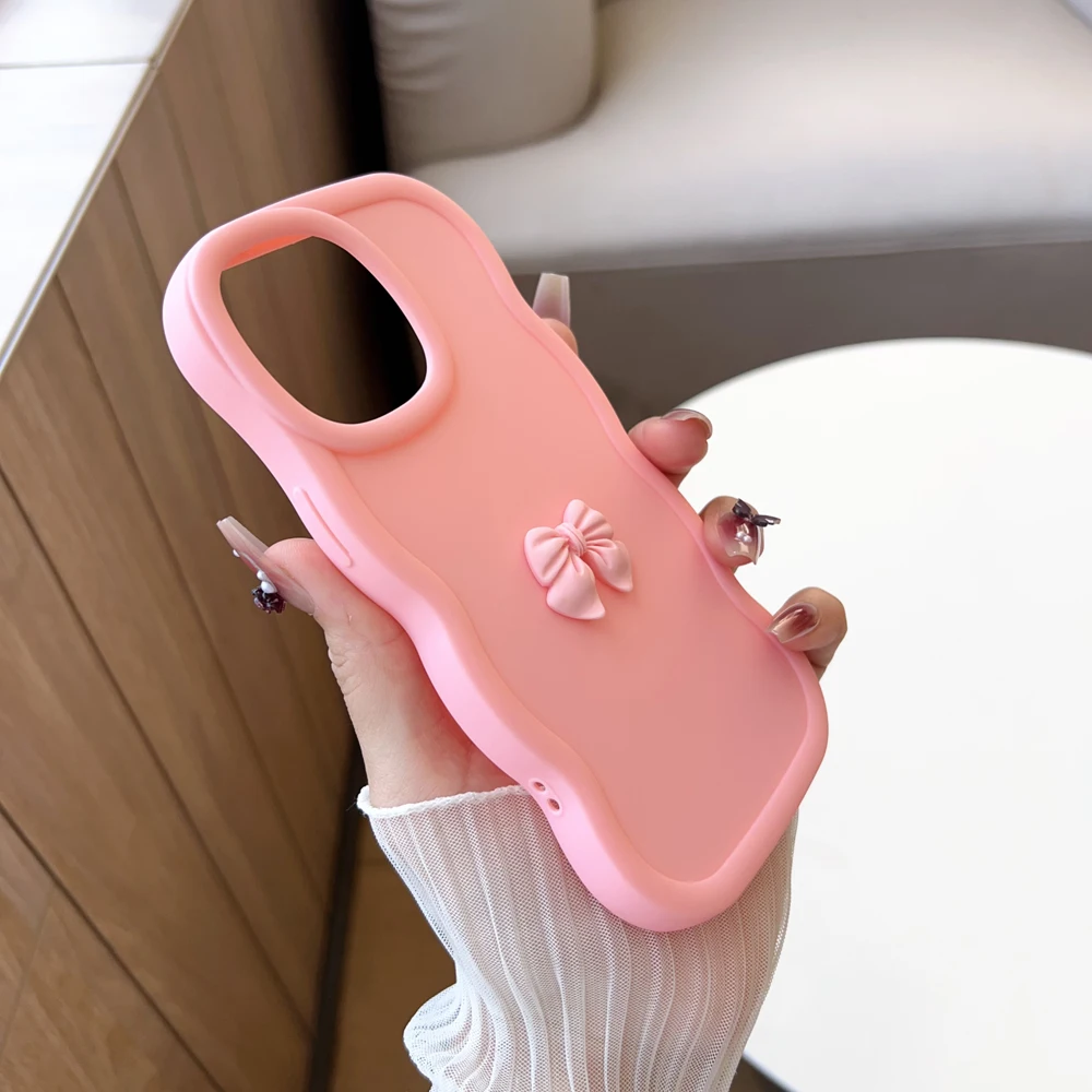 3D Pink Cute Butterfly Candy Wavy Silicone Phone Case Cover