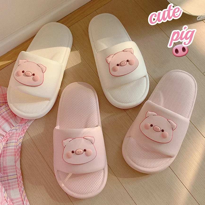 

EVA Anti Slip Soft Sole Shower Women Slippers For Summer Girls, Cute Little Pig Pink Slippers Home Slipper Flip Flops