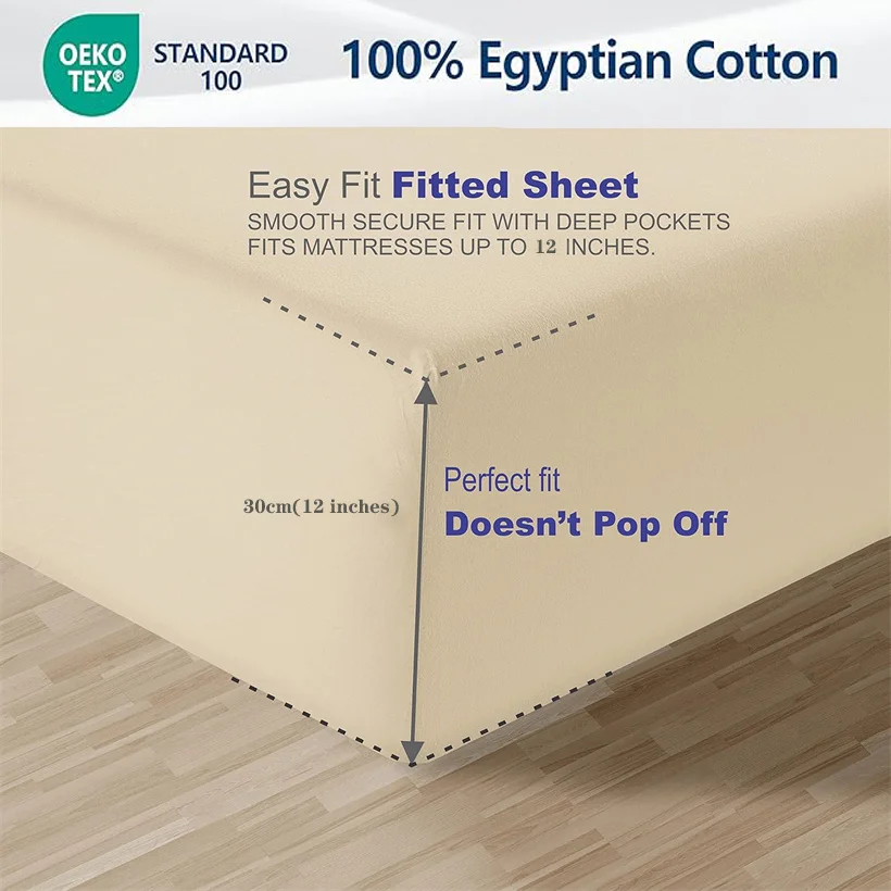 Luxury 800TC Egyptian Cotton Sheets (Fitted Sheet + Flat Top Sheet + Pillowcase) High End Hotel Bedding Set 4/6pcs Bed Sheet Set 5
