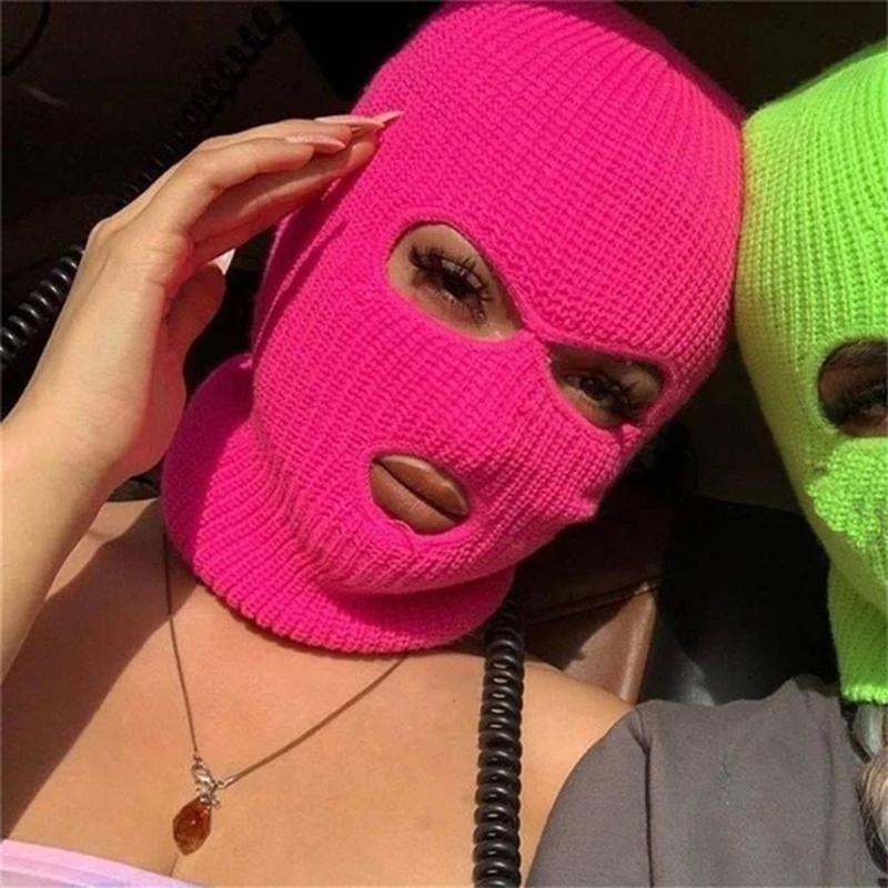 New Fashion 3-Hole Knitted Full Face Cover Ski Mask, Winter Balaclava Warm Knit Full Face Mask For Outdoor Sports