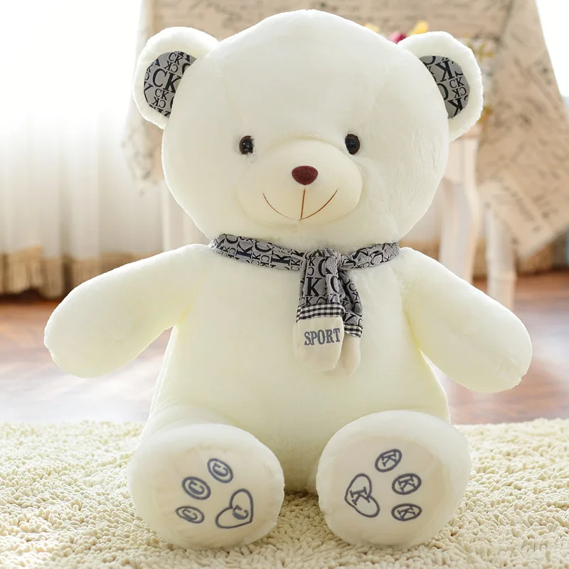45cm Cute Stuffed Animal Bear Doll with Scarf Teddy Bear Plush Toy Xmas Gift Kawaii White Plush Doll Stuffed Animals ночник teddy bear white