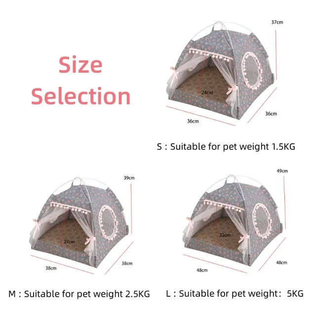 Cat Bed Foldable Cats Tent Dog House Bed Kitten Dog Basket Beds Cute Cat Houses Home Cushion Pet Kennel Products Sweet Princess 6