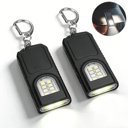 Set of 2 Mini USB Rechargeable LED Keychain Flashlights with Clip Design (2PCS Keychain Lamp)
