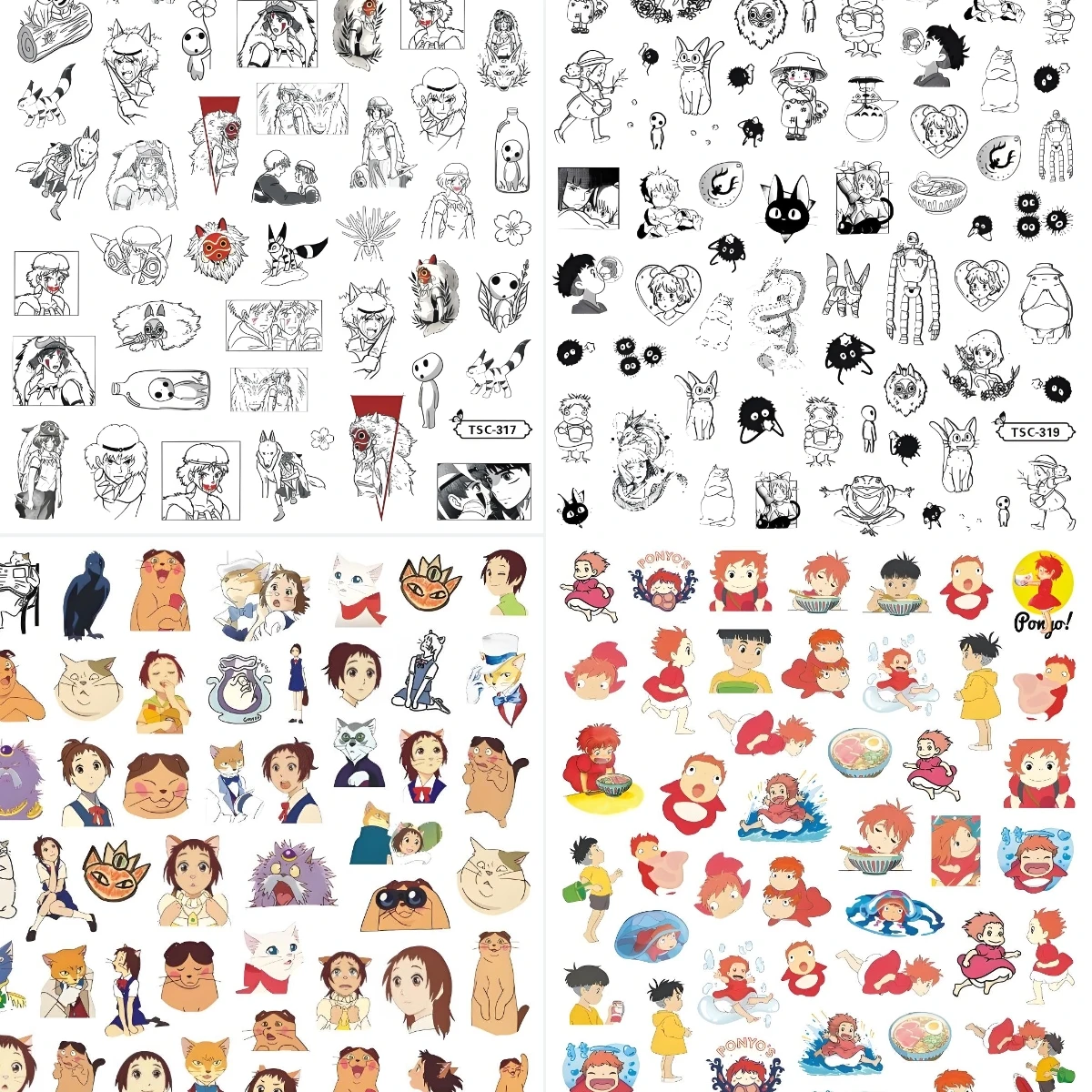 TSC-317 Hayao Miyazaki Neighbor Totoro Howl Face Man Anime Collection 3d Nail Art Stickers for DIY Nail Fashion