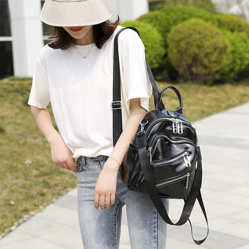 Small Backpack Women Multifunctional PU Leather Backpacks 2021 New Fashion High Quality Ladies Casual Travel Backpack School Bag