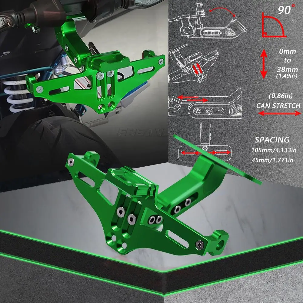 

For Kawasaki NINJA400 NINJA 400 Z400 2018 2019 2020 2021 Motorcycle Adjustable Angle License Number Plate Frame Holder Bracket
