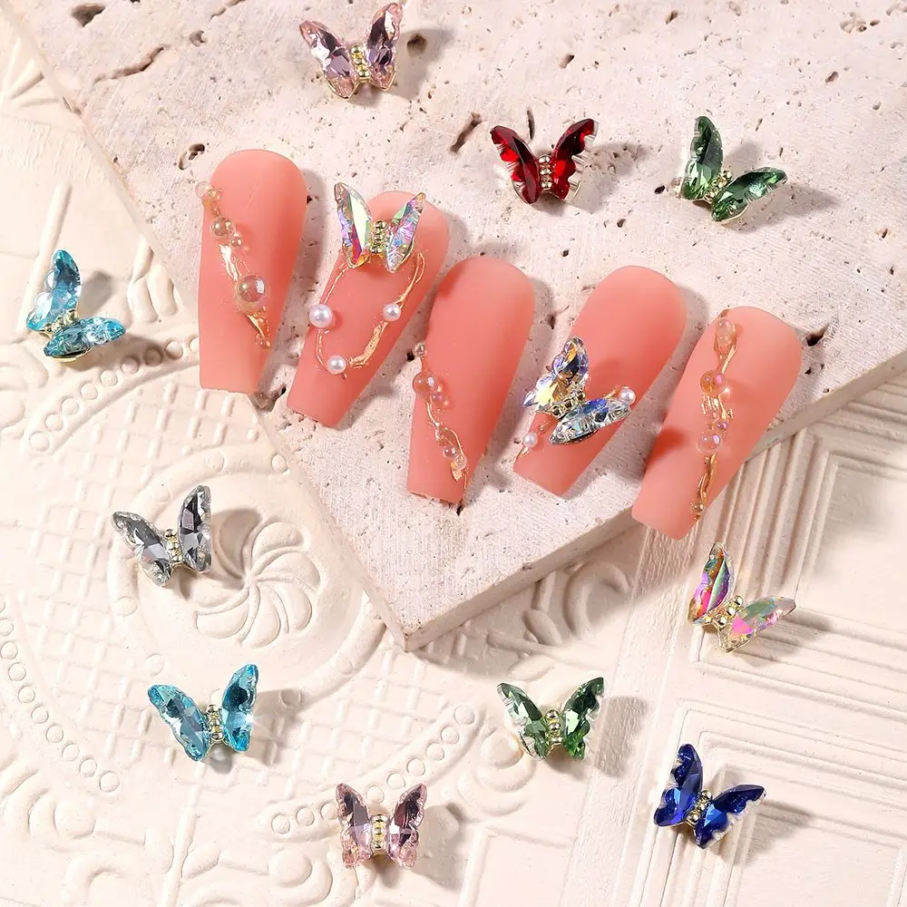 

6PCS Glitter Sequins 3D Butterfly Zircon Manicure Ornaments Crystal Nail Charms Nail Rhinestones 3D Manicure Decoration