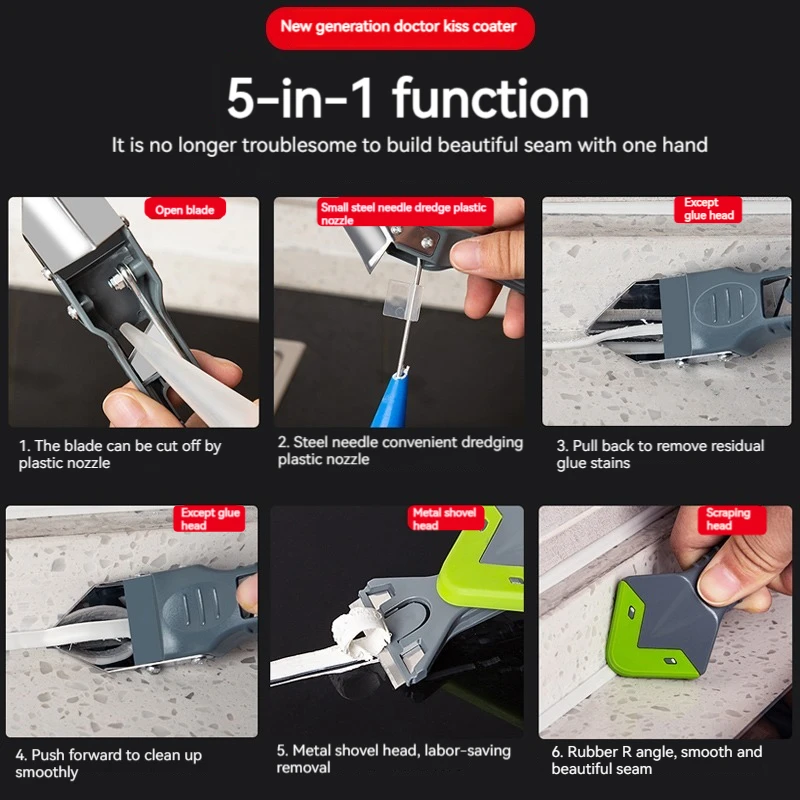 3/5 In 1 Silicone Scraper Sealant Smooth Remover Tool Set Caulking Finisher Smooth Grout Kit Floor Mould Removal Hand Tools
