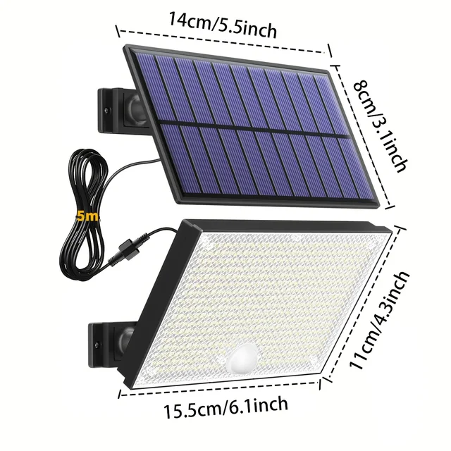 400-LED-Solarleuchten für den Außenbereich, Sicherheitsleuchten mit Bewegungsmelder, 16,4-Fuß-Kabel, IP65, wasserdichtes Flutlicht, geeignet für den Außenbereich 2