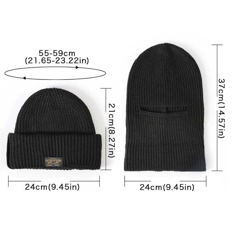 Winter Mask Beanie Cap for Men Warm Knit Balaclava Hat Unisex Outdoor Full Face Cover Ski Cycling Headgear Bonnet