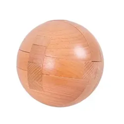 Round Wooden 3D Brain Teaser Puzzle - Engaging Sphere Challenge (Ball)