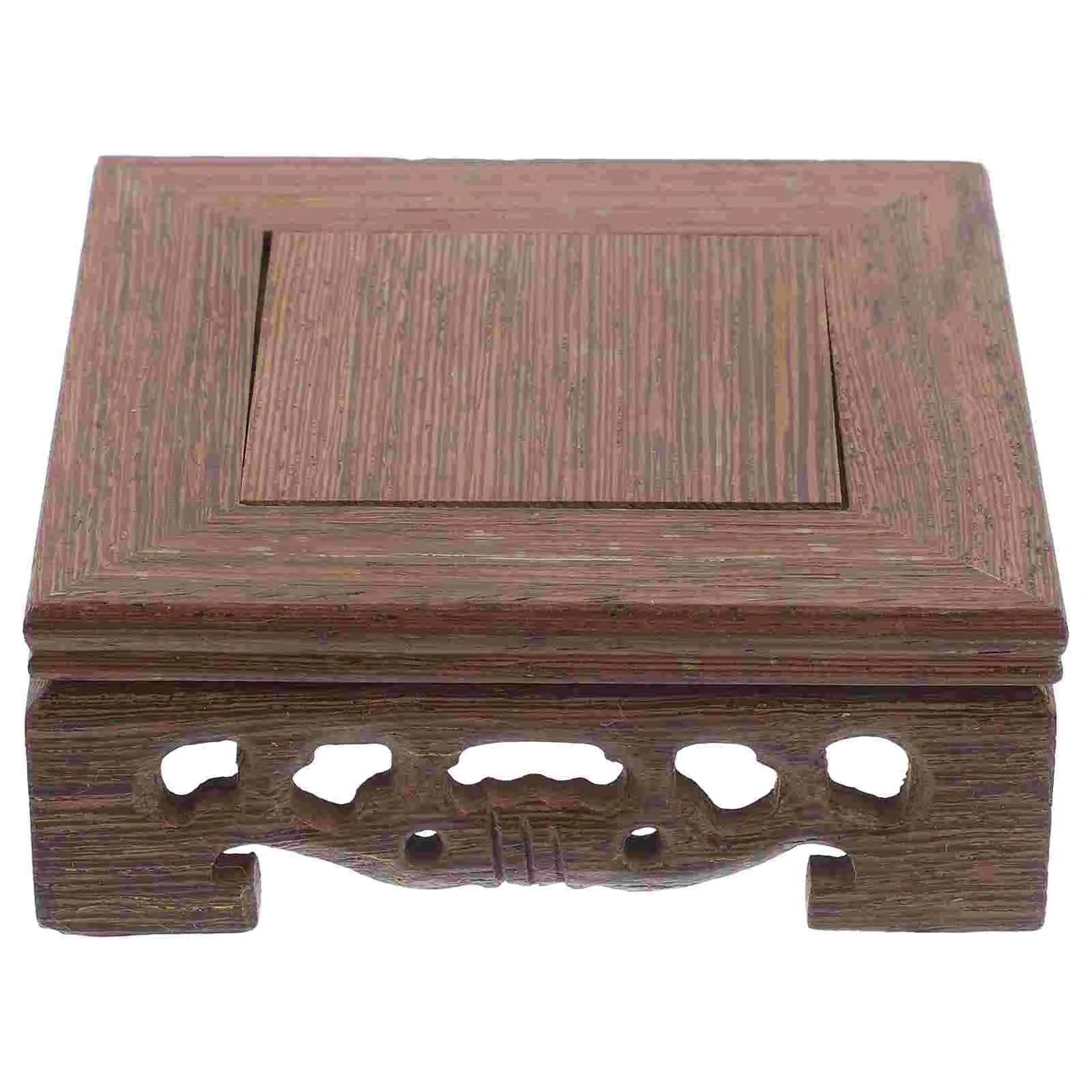 

Carved Wood Lifting Base Storage Rack Vintage Display Stand Flower Vases