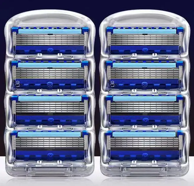 Manual Shaving For Men Replace Head Five Layer Blade Eight Comfortable Shaving Blades The Latest Blue No Skin Damage