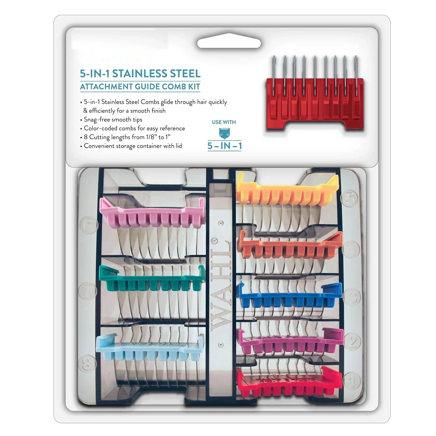 8-Colors Animal metal Comb set Fit For Wahl Professional Pet/Dog/Cat/Horse Clipper Arco Bravura Chromado Creativa Figura Motion