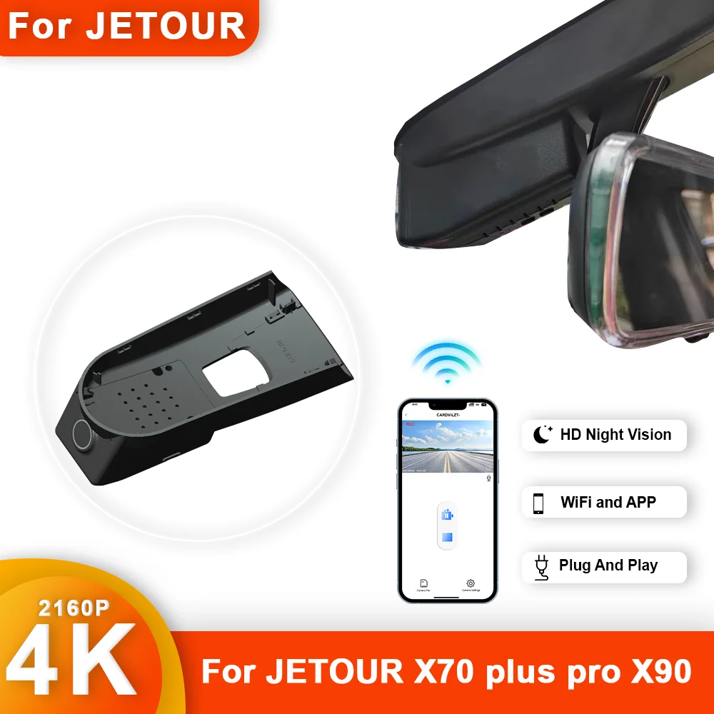 Car Dash Cam 4K HD 2160P Plug and play Dash Cam For JETOUR dashing X70 plus pro X90 Front and Rear WIFI Car Dvr Dashcam