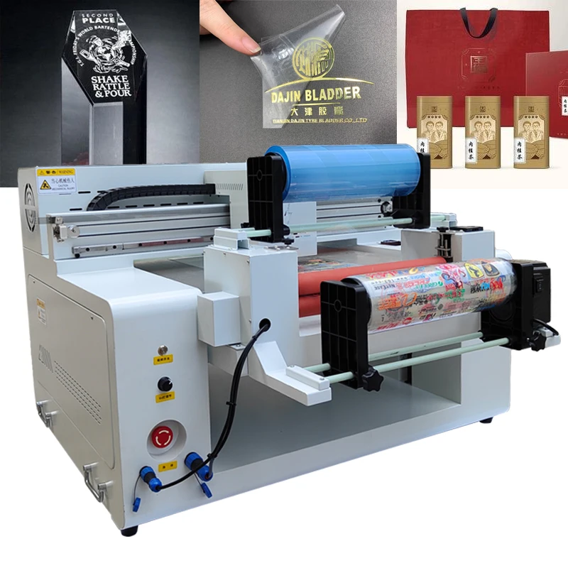 2 in 1 60*50cm UV 평판 프린터 로고 라벨 랩 A3 UV DTF 평판 및 롤 프린터 라미네이터 포함