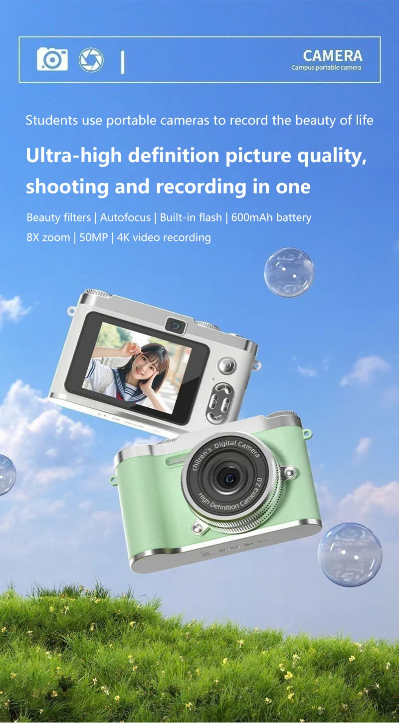 Digital 4k Ccd Camera 5mp Vintage Camcorder With 8x Zoom For Kids_voghion.com