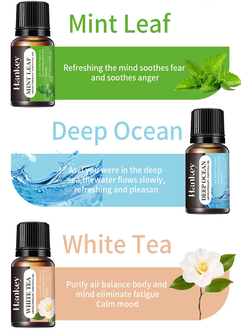 Orange Jasmine Rose Pure Essential Oils Set 8*10ML White Tea Mint Freesia Diffuser Aroma Oil Home Fragrance Diffuser Bottle YXY