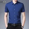 Men's Business Casual Solid Color Short Sleeved Shirt Non Ironing Comfortable Top 2