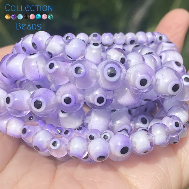 Natural Stone Beads 4 6 8mm Purple Evil Eye Round Spacer Loose Beads For  Jewelry Making DIY Handmade Bracelet Necklace 15