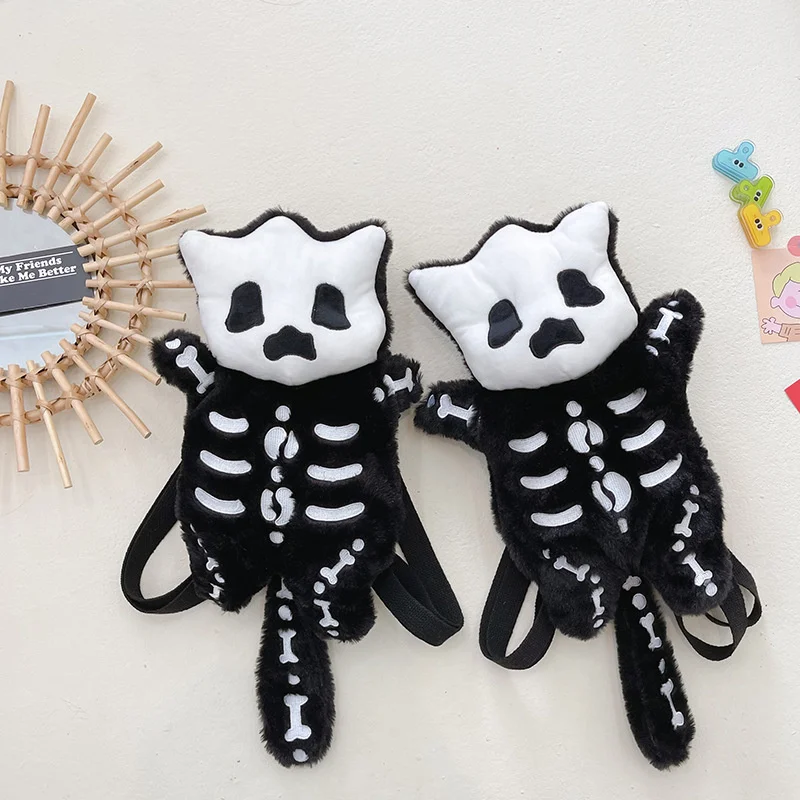 Skull Plush Backpack Gothic Water Bottle Bag Goth Doll Backpack Female  Winter Furry Bag Skull Shape Bag Skeleton Birthday Gift - AliExpress