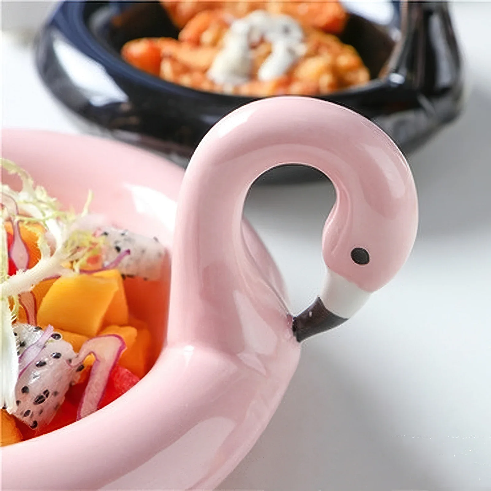 Ceramic Plate Pink Round Flamingo Snack Bowl Swan Unicorn Snack  Dish Dessert  Salad  Supplies Tableware 4