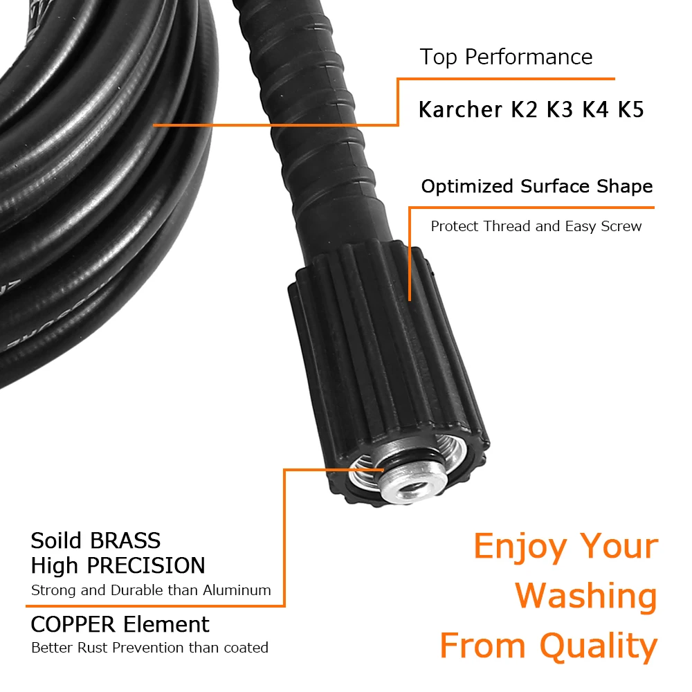 High Pressure Car Washer Hose Steel Wire Braid Car Washer Pipe Extension Hose Water Hose for Karcher K2 K3 K5K7 Pressure Cleaner 4