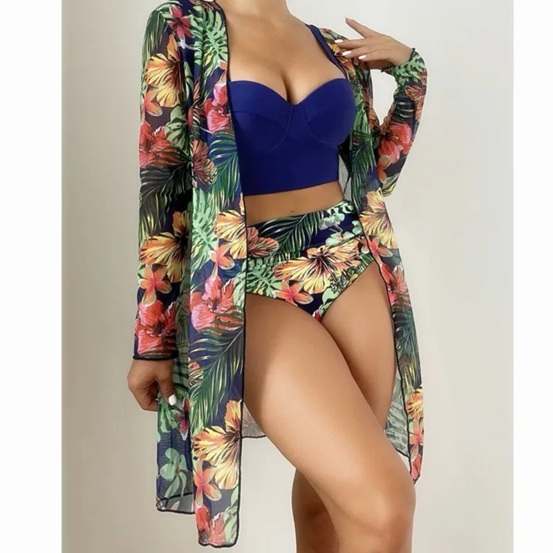 Women's sexy mesh bikini, swimsuit 3-piece set, gathering bikini, sunblock swimsuit, Holiday style, New 2024, hot sale
