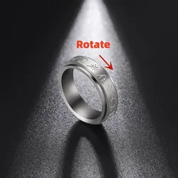 Dreamtimes Stainless Steel Anxiety Ring For Women Spinner Fidgets Symbol Ring Rotate Freely Spinning Anti Stress Men Rotating