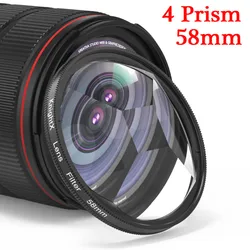 Kaleidoscope Glass Prism Lens Filter for Photography and Video Cameras (58mm 4 Prism)