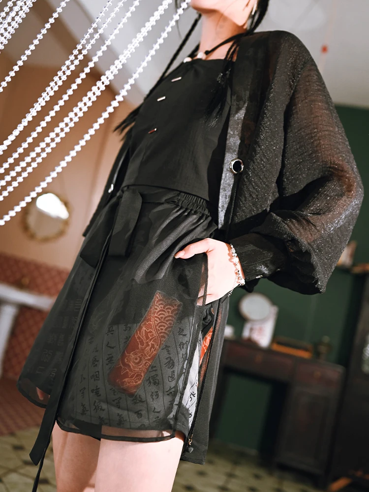 New Gothic Lolita Style Sexy Short Women Vintage Fashion Chiffon Print Short Skirts High Waist Black Mini Kawaii Short Cool Girl