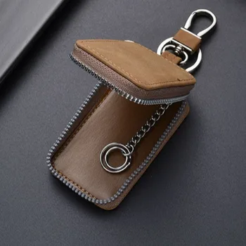 Borsa portachiavi vintage in pelle con cerniera, portachiavi multifunzionale, portamonete di grande capacità, per uomo e donna