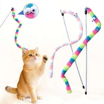 1 giocattolo arcobaleno per l'interazione con il gatto, giocattolo divertente in peluche retrattile per gatti, adatto sia per l'esercizio fisico all'interno che all'esterno, per il divertimento