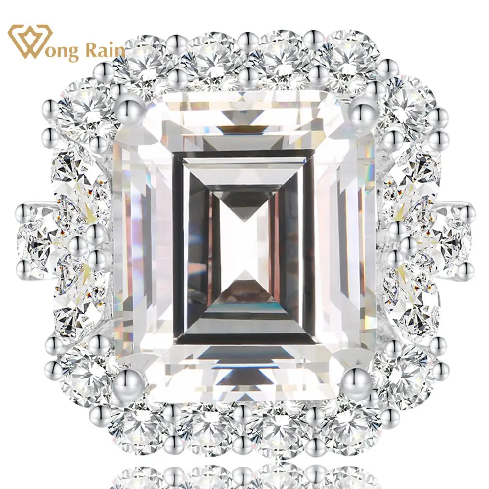 

Wong Rain 100% 925 Sterling Silver VVS 3EX 6CT Emerald Cut Simulated Moissanite Gemstone Wedding Engagement Ring Fine Jewelry