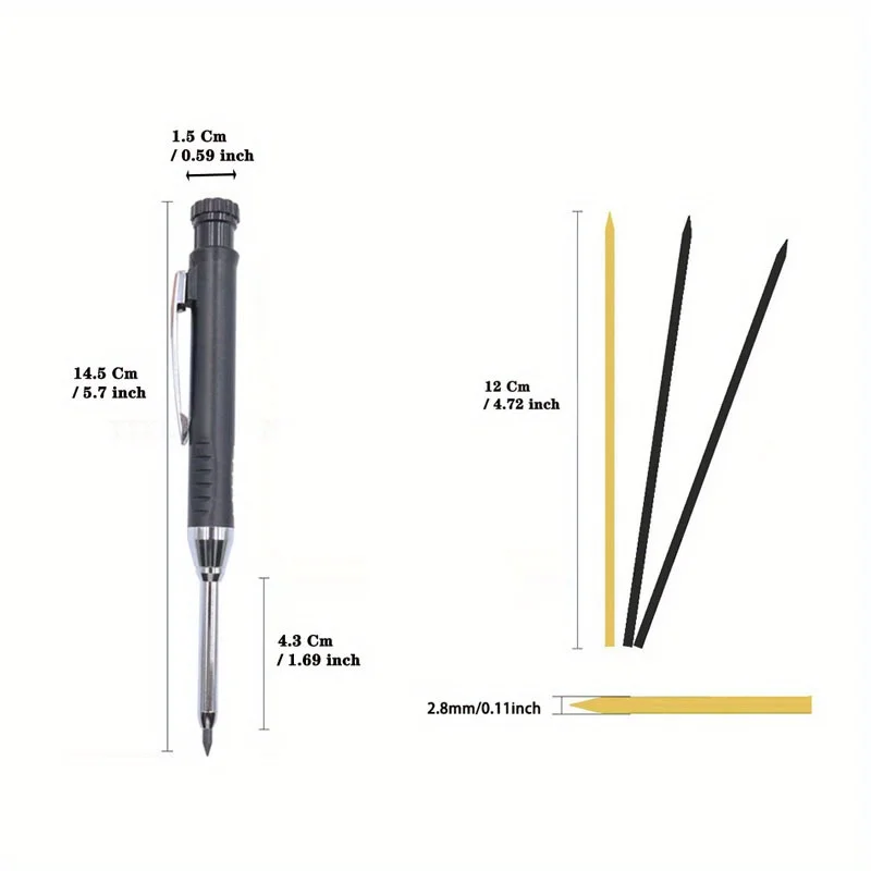 Metal Carpenter Pencil Built-in Sharpener 4-Color Lead Refills Woodworking & DIY Crafts, Deep Hole Marking Construction 4