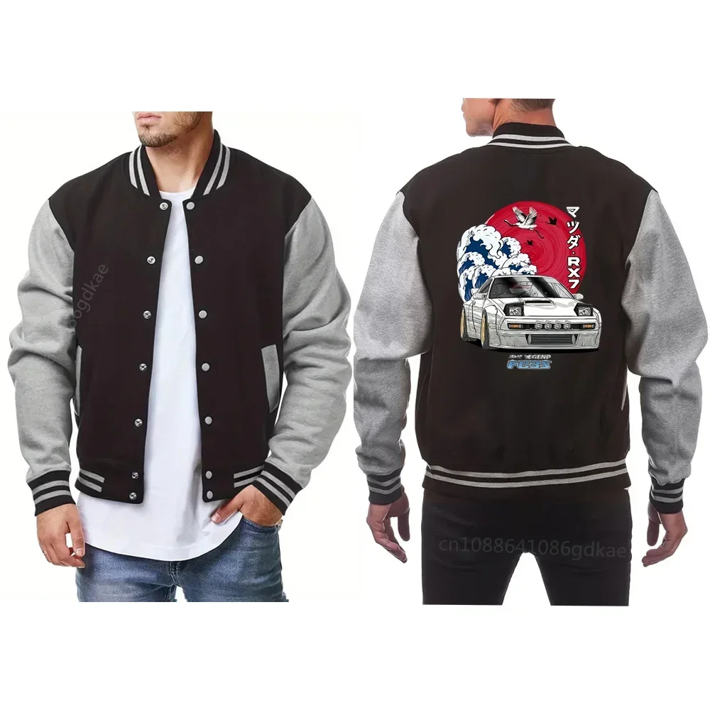 Classic Design Varsity Jacket Autumn Men's Casual Color Block Button Up Jacket for Spring Fall School Baseball Winter Men