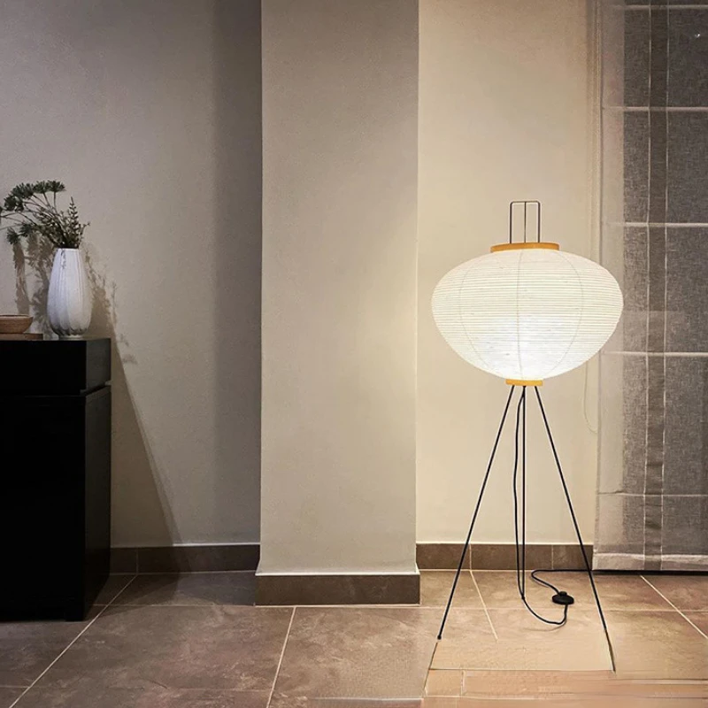 

Japanese Style Paper Floor Lamp Living Room Sofa Lighting Modern Bedroom Study Standing Table Light Nordic Floor Lamps Stand Led