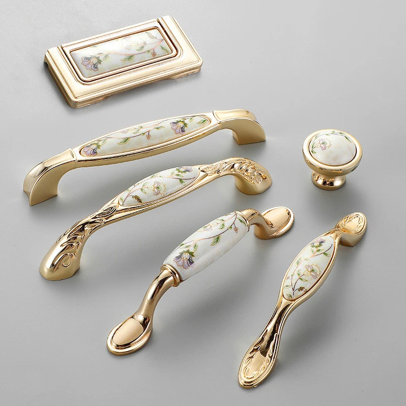 Antique Ceramic Cabinet Handles Chinese Vintage Drawer Knobs Wardrobe Furniture Pulls European Cupboard handle Hardw