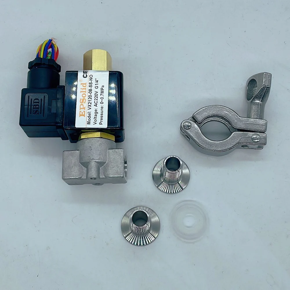 Free Shipping High Quality EPSolid Normally Open Stainless Steel Solenoid Valve 2 Way VX2120-08-SS-NO w Chuck Clamp