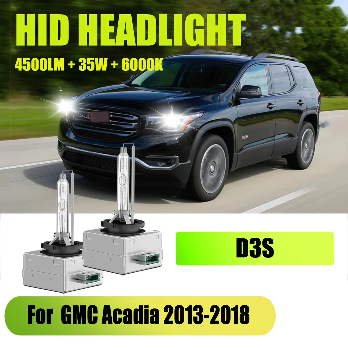 D3S Xenon HID Headlight Bulb – 4300K Warm White – Fits 2013-2019 GMC Acadia (Single Bulb)