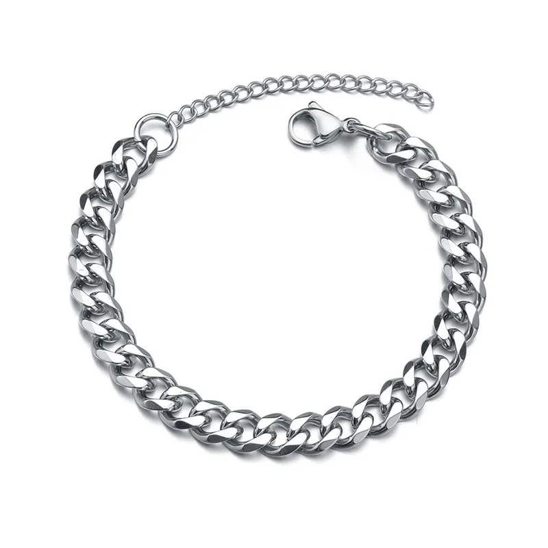 Bangle Jewelry Trendy Cuban Chain Men Bracelet Classic Stainless Steel 3/5/7mm Width Chain Bracelet for Men Women Jewelry Gift stainless steel bracelet,metal bracelet