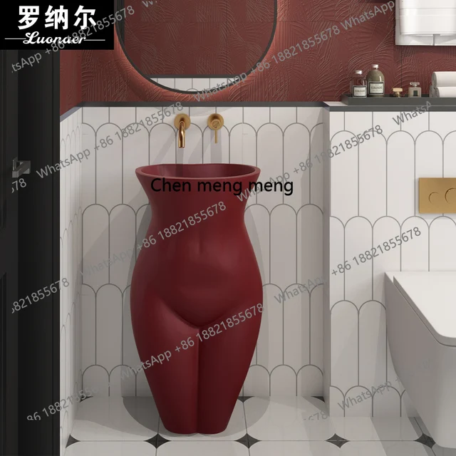 อ่างล้างหน้าทรงสูงแบบอิตาลีสีเบอร์กันดีระดับไฮเอนด์ ผสมผสานงานศิลปะและความคิดสร้างสรรค์เฉพาะตัว ตั้งแต่พื้นจรดเพดาน 2