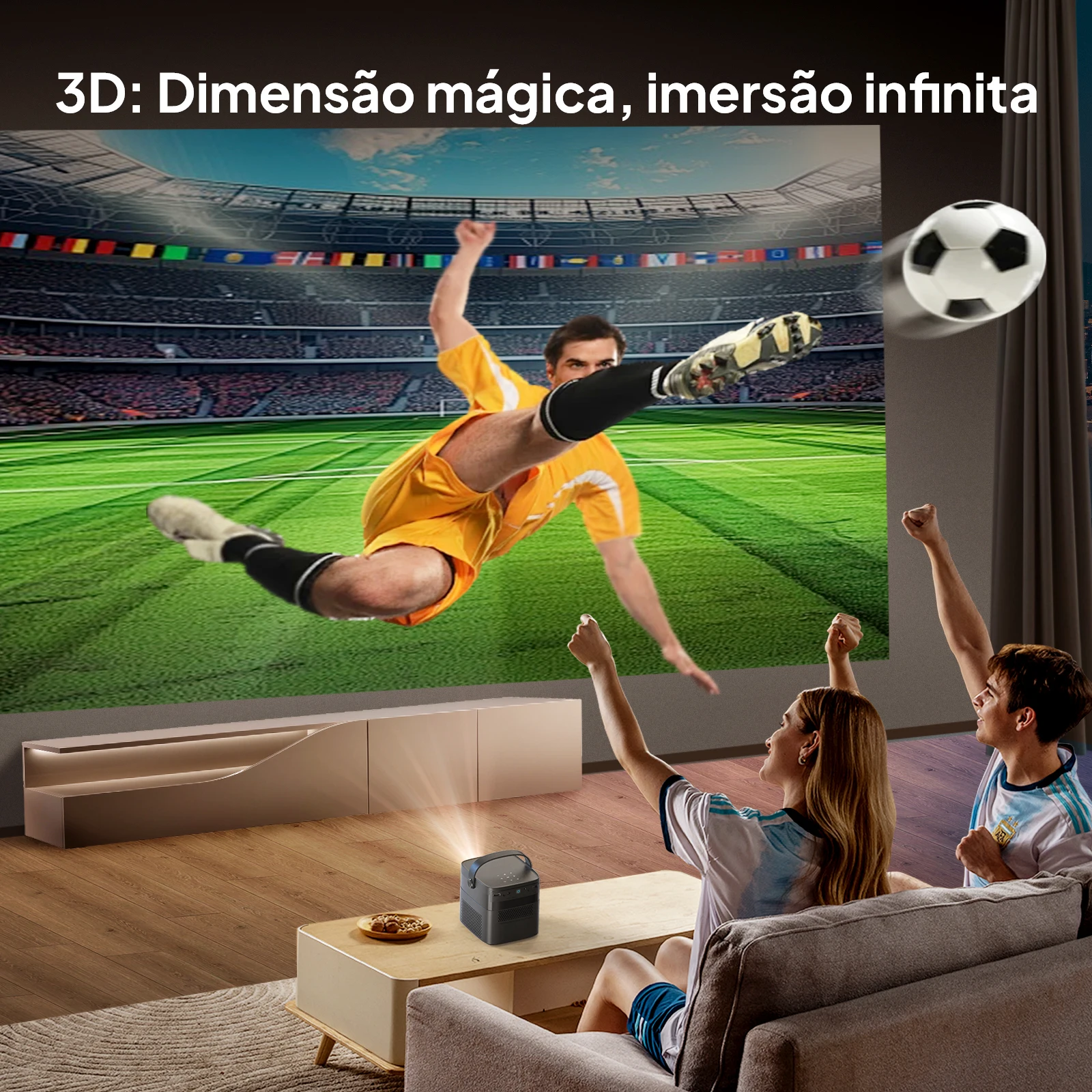 VEVSHAO Projetor V50, mini projetor DLP LED portátil 3D 4K HD WiFi 1080P para cinema em casa com bateria de 15000mAh - Image 4