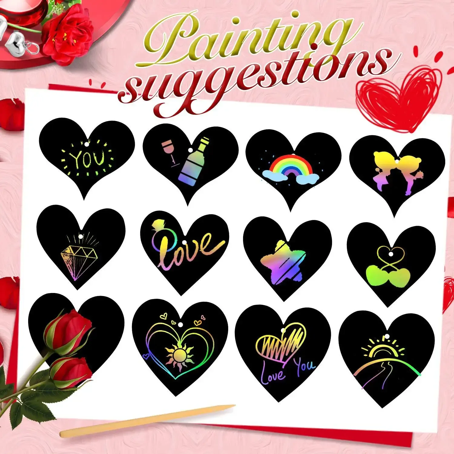 Magic Scratch Greeting Cards -12pcs Rainbow Colors Reveal Hidden Messages Customizable Easter/Children's Day Gift for Kids